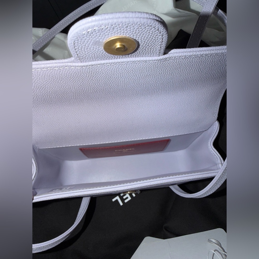 Chanel 26S Preppy Coco Mini Purple Caviar Leather Gold CC Logo Shoulder Bag - Picture 15 of 16
